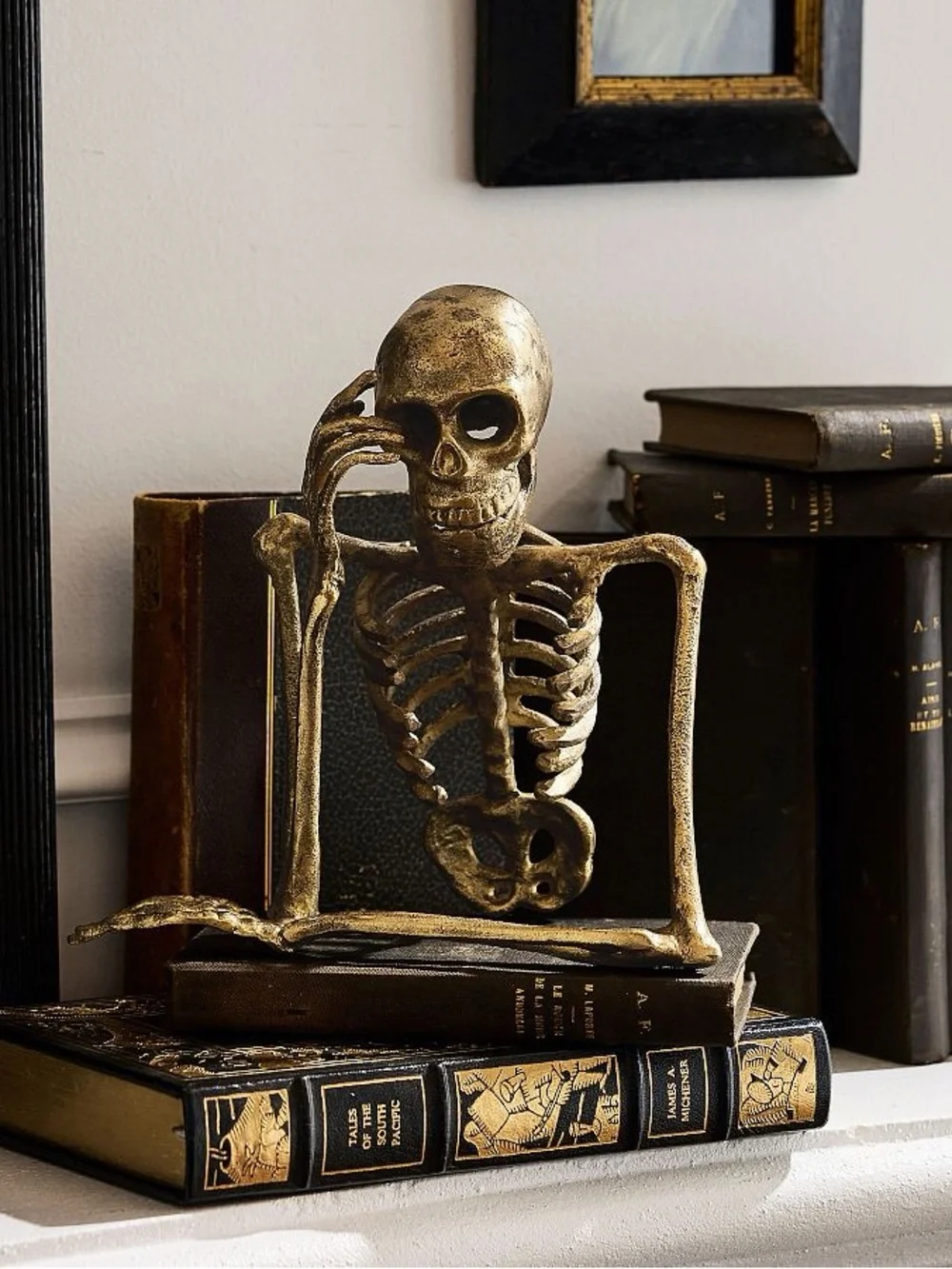Pottery Barn Thinking Skeleton 💀 In Brass Color BNIB
